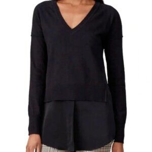 KF/KaufmanFranco Collective Black Inset V-Neck Layered Sweater Size Large Top